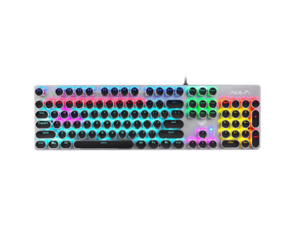 Teclado mecánico para juegos AULA S2016 Rainbow LED teclas redondas, retroiluminación LED con programación de macros 3W
