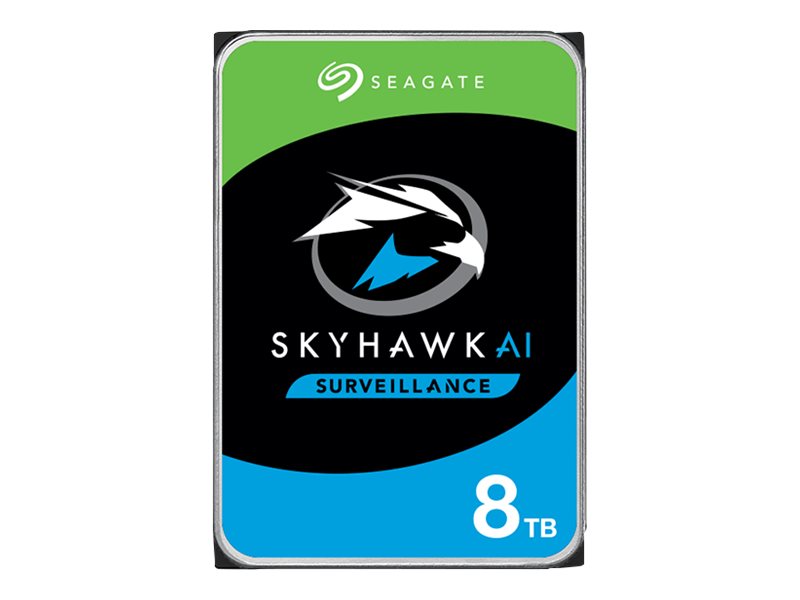 Seagate SkyHawk AI ST8000VE001 - Disco duro - 8 TB - interno - 3.5" - SATA 6Gb/s - búfer: 256 MB - con Recuperación de datos Seagate Rescue de 3 años