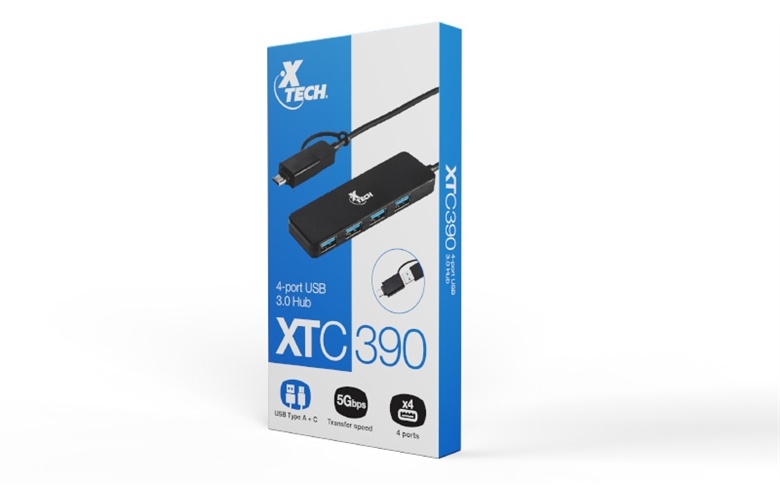 Xtech - Hub - 4 puertos - USB 3.0 XTC-390