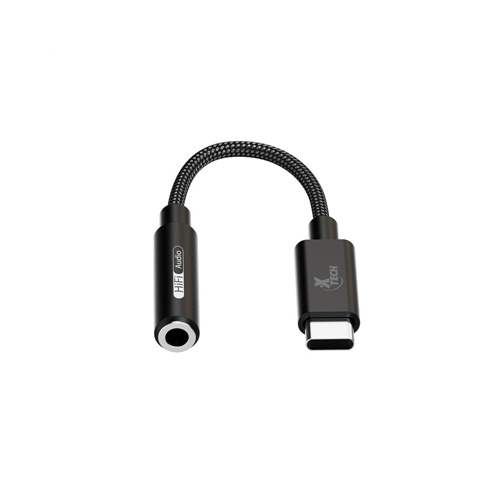 Xtech - Headphone Jack Adapter - 24 pin USB-C - 3.5mm TRRS - 10 cm - Black - USB-C (M) to 3.5 mm(f) XTC-509