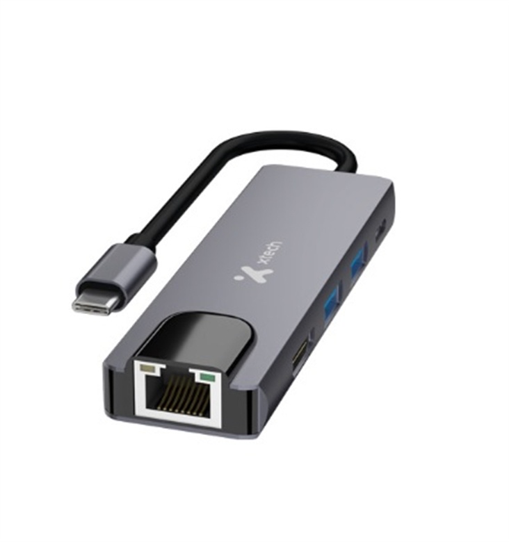 Xtech - Hub - 5 puertos - 5-in-1 USB-C® RJ-45 XTC-5