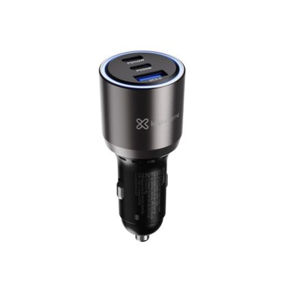 Klip Xtreme KCC-140 - Car power adapter - 140 Watt - 2 x 24 pin USB-C / 9 pin USB Type A - Cellular phone / Tablet - Car - Para Smartphones, tablets, small devices