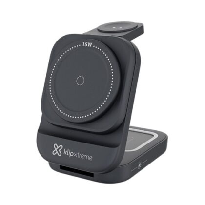 Klip Xtreme KDC-150 - Charging stand / battery charger - 15 Watt - 24 pin USB-C - Cellular phone / Wireless earbuds / Apple AirPods / Apple Watch - Wireless - Para Smartphones