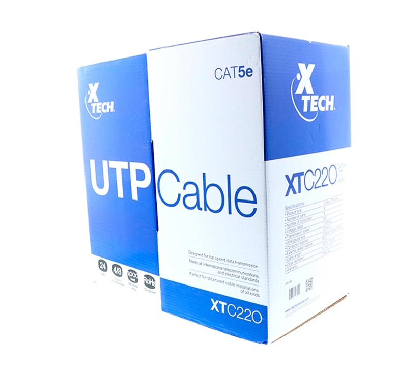 Xtech - Cable al por mayor - RJ-45 (M) a RJ-45 (M) - 305 m - UTP - CAT 5e - gris