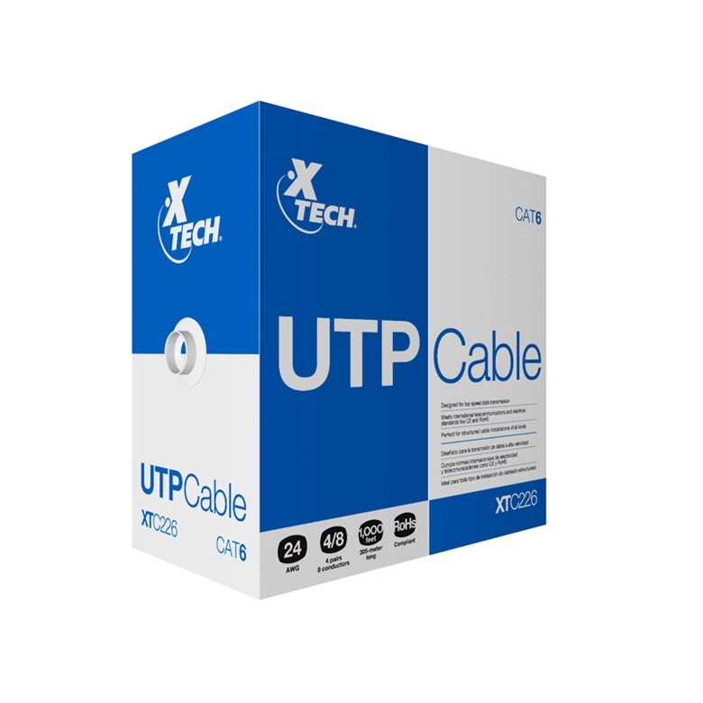Xtech - Network cable - Unshielded twisted pair (UTP) - 305 m - Gray - CAT6 24 AWG XTC-226