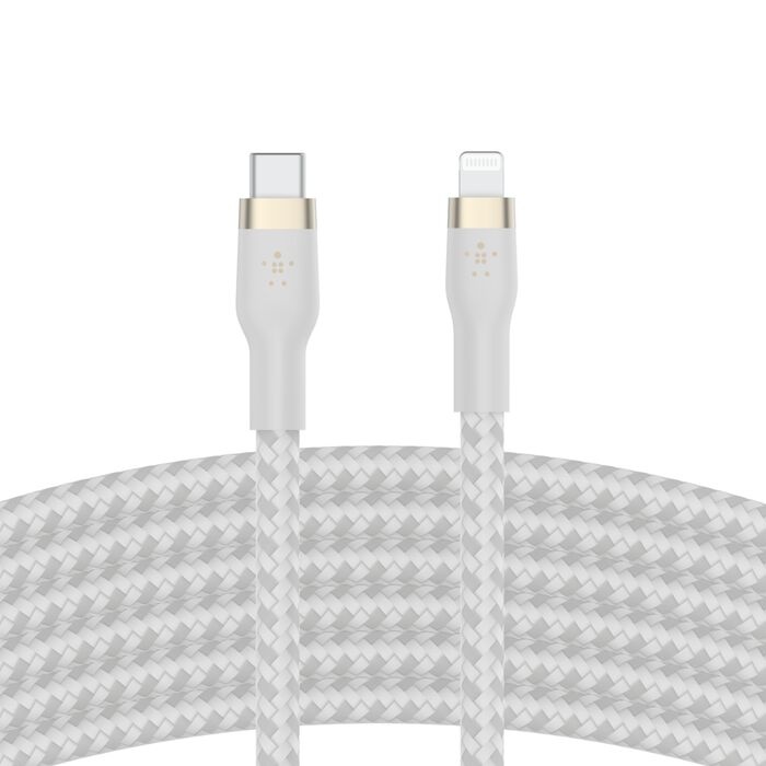 Belkin BoostCharge - Cable Lightning - 24 pin USB-C macho a Lightning macho - 3 m - blanco
