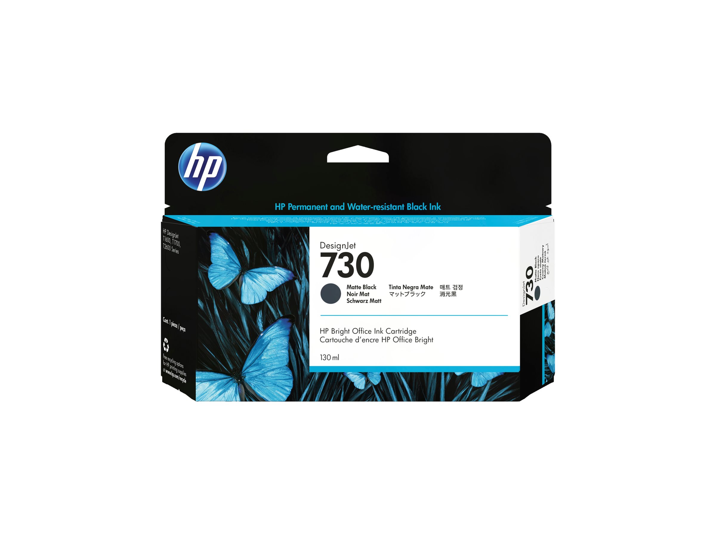 HP 730 - 130 ml - negro mate - original - DesignJet - cartucho de tinta - para DesignJet SD Pro MFP, T1600, T1600dr, T1700, T1700dr, T1708, T1708dr, T2600, T2600dr