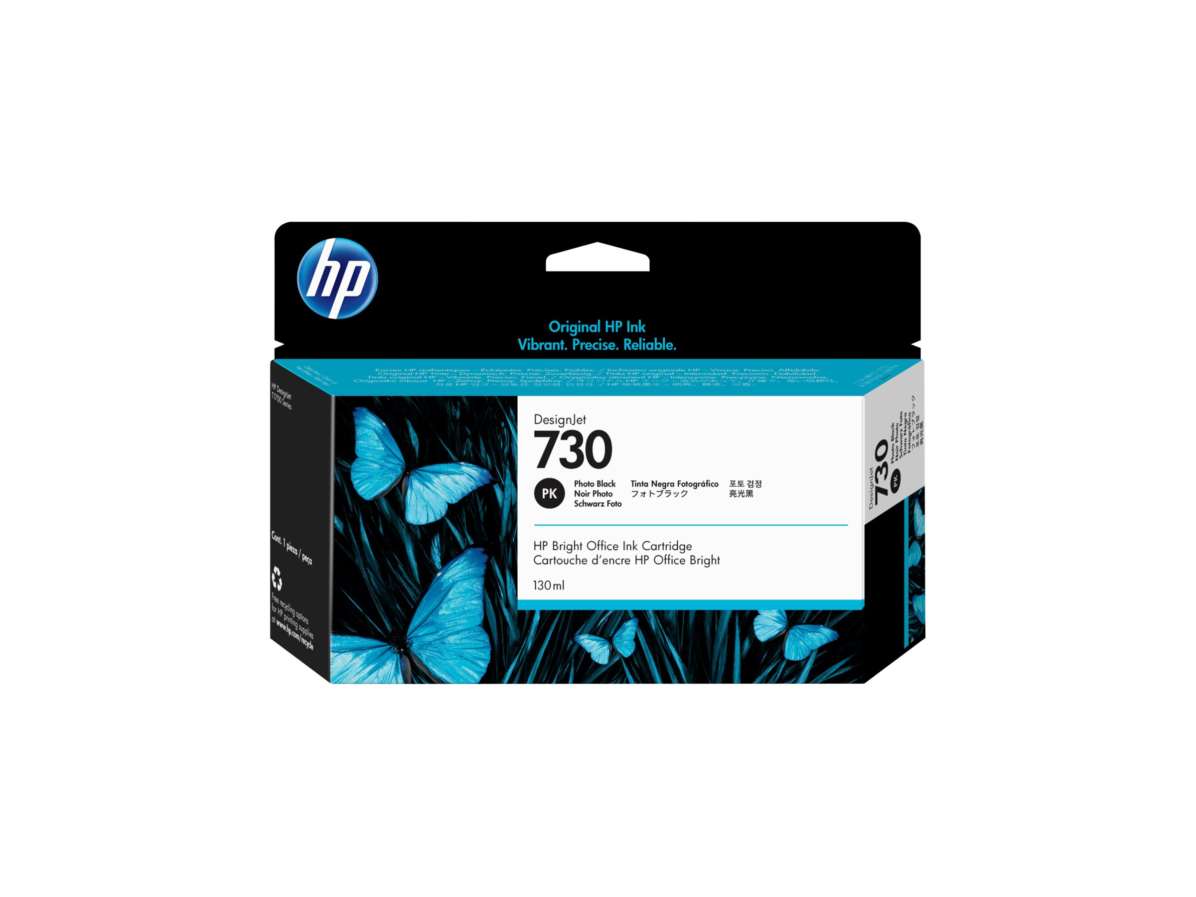 HP 730 - 130 ml - Photo Negro - original - DesignJet - cartucho de tinta - para DesignJet SD Pro MFP, T1600, T1600dr, T1700, T1700dr, T1708, T1708dr, T2600, T2600dr