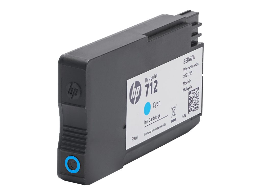HP 712 - 29 ml - cián - original - DesignJet - cartucho de tinta - para DesignJet Studio, T210, T230, T250, T630, T650