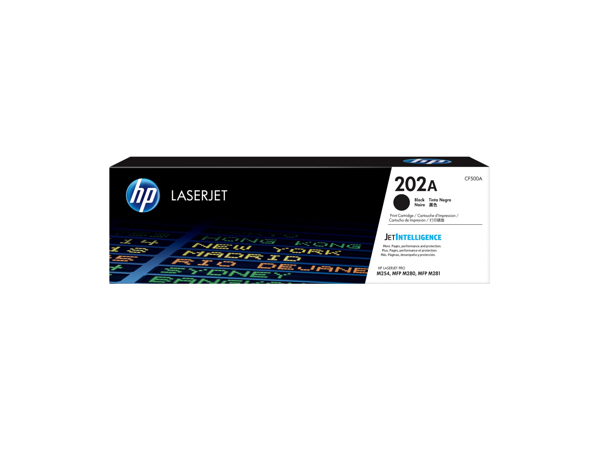 HP 202A - Negro - original - LaserJet - cartucho de tóner (CF500A) - para Color LaserJet Pro M254dw, M254nw, MFP M280nw, MFP M281cdw, MFP M281fdn, MFP M281fdw