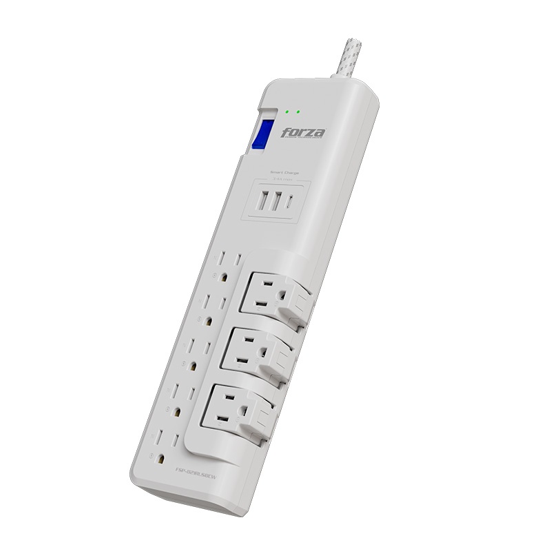 Forza - Surge protector - AC 110/220 V - 8 Tomas de Corriente - 3-ROT 2USB-A/1C 6FT