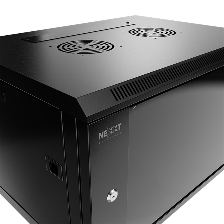 Nexxt Solutions Infrastructure - Wall mount enclosure - SPCC steel / Tempered glass - Black / RAL 9005 - 12U 600X450