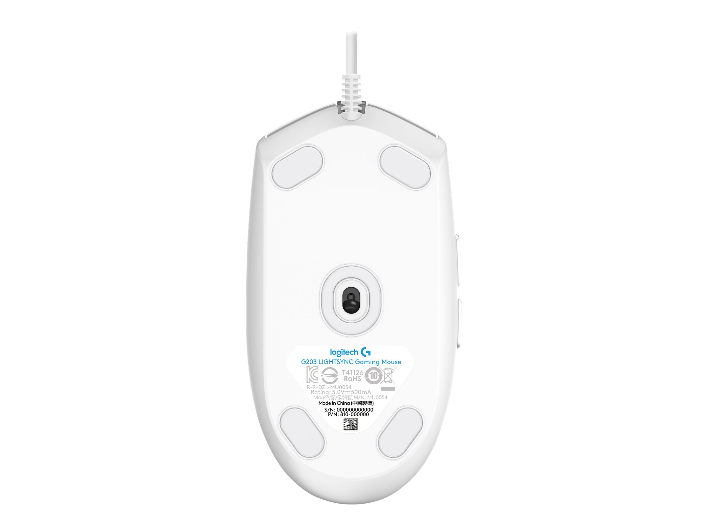 Logitech Gaming Mouse G203 LIGHTSYNC - Ratón - óptico - 6 botones - cableado - USB - blanco