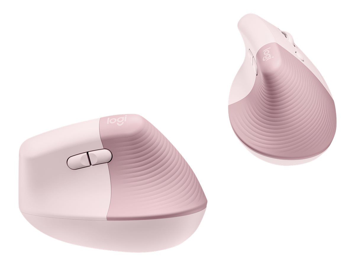 Logitech Lift Vertical Ergonomic Mouse - Ratón vertical - ergonómico - 6 botones - inalámbrico - 2.4 GHz, Bluetooth - receptor de USB Logitech Logi Bolt - rosa