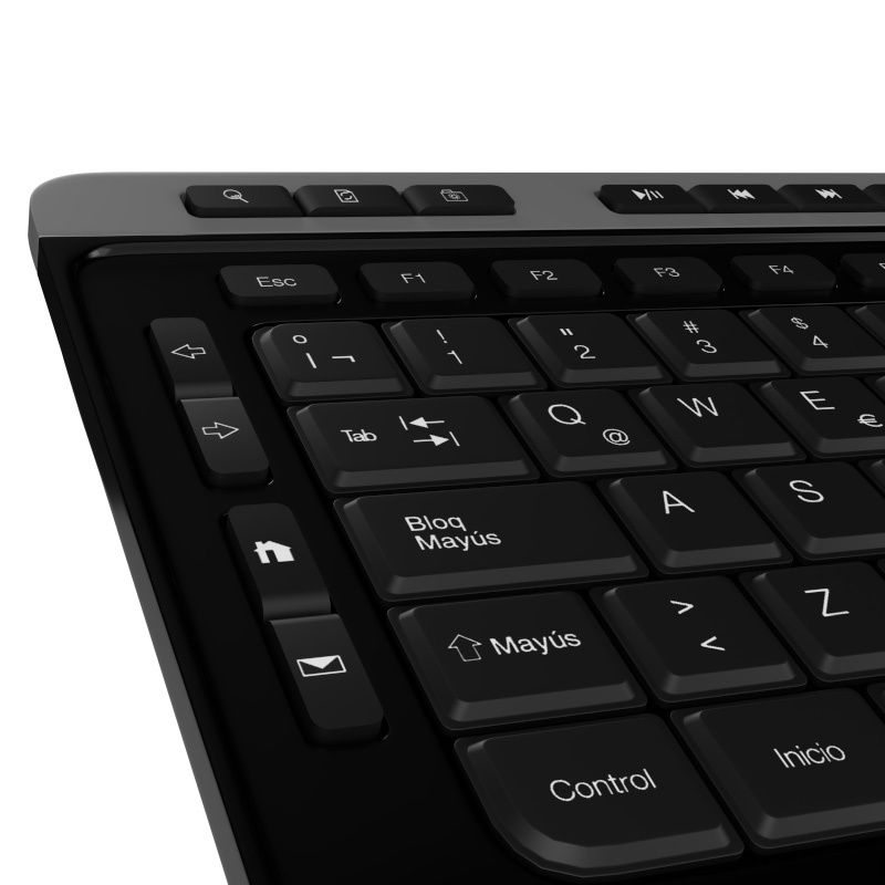 Klip Xtreme - Keyboard and mouse set - Spanish - Wireless - 2.4 GHz - Black and gray