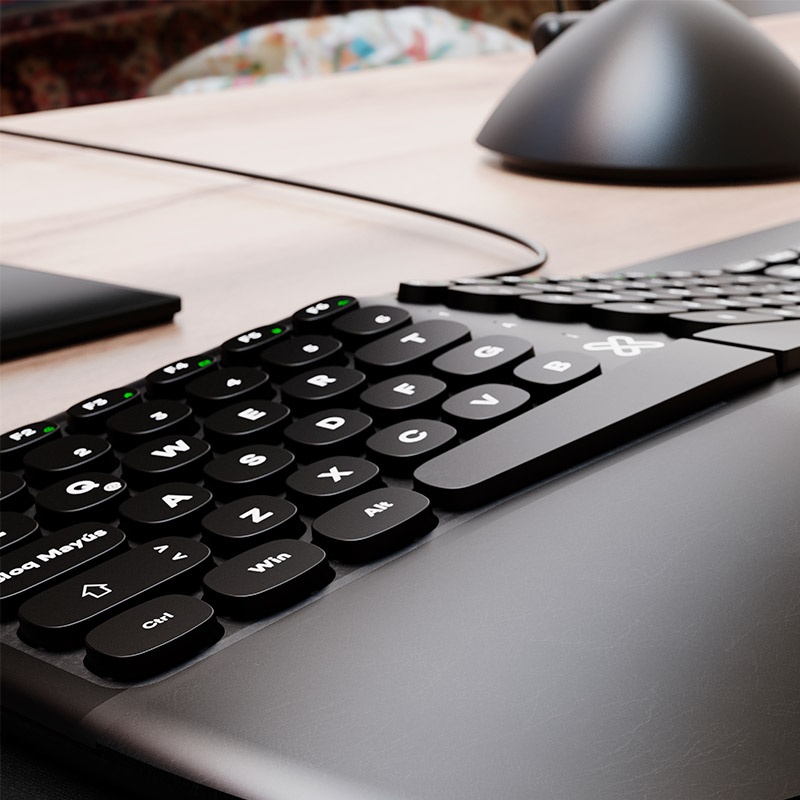 Klip Xtreme - Keyboard - Wired - Spanish - USB - Ergonomic Design - Black - Ergonomical