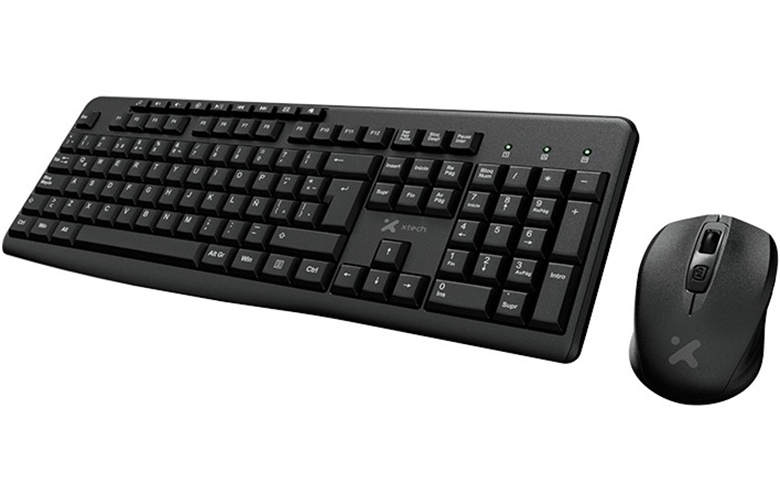 Xtech - Keyboard and mouse set - Wireless - Spanish - USB - Black - 2.4 GHz - Black XTK-311S
