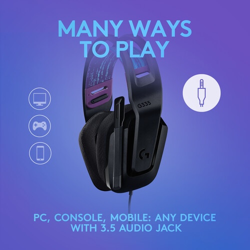 Logitech G G335 Wired Gaming Headset - Auricular - tamaño completo - cableado - conector de 3,5 mm - negro - certificado Discord