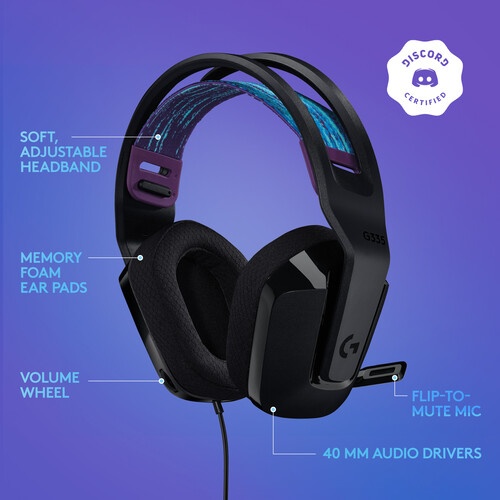 Logitech G G335 Wired Gaming Headset - Auricular - tamaño completo - cableado - conector de 3,5 mm - negro - certificado Discord