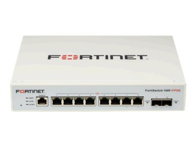Fortinet FortiSwitch 108F-FPOE - Conmutador - Gestionado - 8 x 10/100/1000 (PoE+) + 2 x Gigabit SFP - flujo de aire lateral hacia atrás - sobremesa, montaje en rack - PoE+ (130 W)