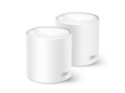 TP-Link - Router - Deco X50(2-pack) - AX3000 - 574 Mbps at 2.4 GHz + 2402 Mbps at 5 GHz - Sistema Deco X50 Wi-Fi 6 Mesh AI AX3000 - Cobertura en toda la casa. La tecnología Deco Wi-Fi 6 Mesh lleva la señal de internet a todos los rincones hasta 600 m2. - Las tecnologías OFDMA y MU-MIMO permiten conectar a la vez más de 150 dispositivos.