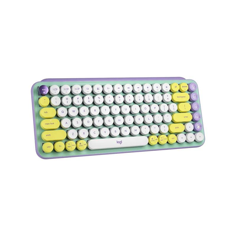 Teclado Mecánico LOGITECH POP Keys DayDream emojis, Conexión Simultanea hasta 3 Dispositivos vía receptor USB o Bluetooth, Verde Menta In