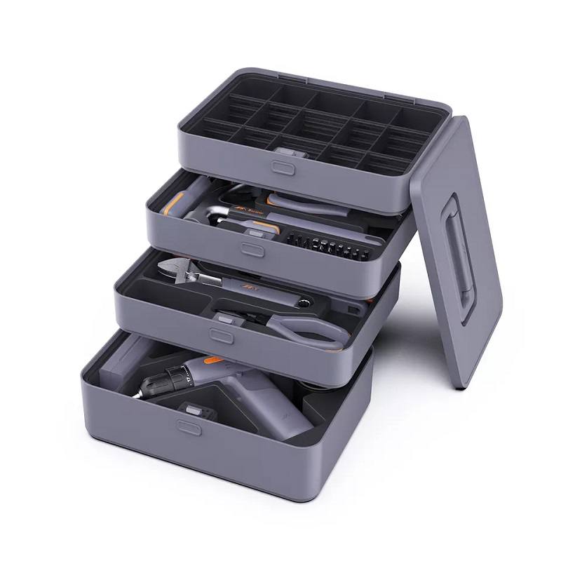 Kit de herramientas JIMIHOME X4-ABCD, Taladro eléctrico, alicate, martillo, juego de llaves hexagonales, cinta métrica.