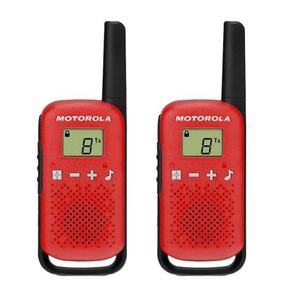 Radio Walkie Talkie Motorola T110, 22 Canales, 16 Millas, 25KM, PTT, LCD, Rojo