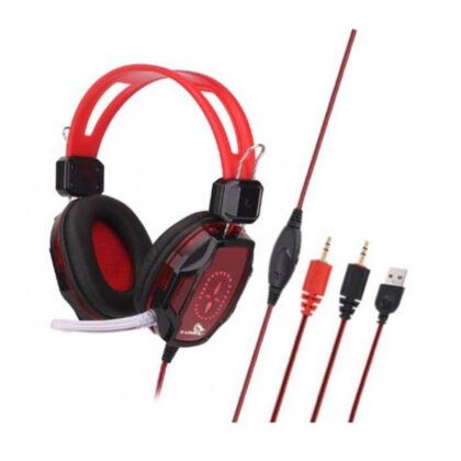 Headset Gaming X-LION HP-900, conexión 3.5mm + USB, Micrófono ajustable, color rojo con negro.