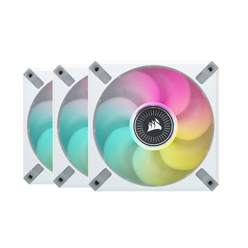 Abanicos CORSAIR iCUE ML120 RGB ELITE Premium, 3x 120mm, 4 Pin, 2000 RPM, Blanco, Kit 3 unidades