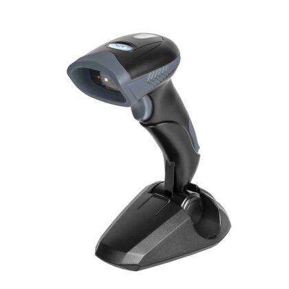 Lector de codigo de barra y QR AON, HS-200 2D, conexión USB 2.0, con base, Negro