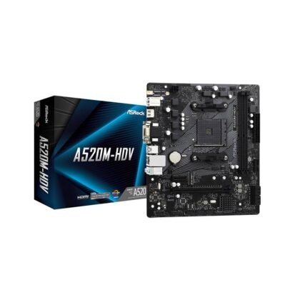 Tarjeta Madre ASrock A520M-HDV, AMD Ryzen AM4, DDR4 4733+, PCIe 3.0, M.2, SATA 3, D-Sub, DVI-D, HDMI, RJ45, Micro ATX