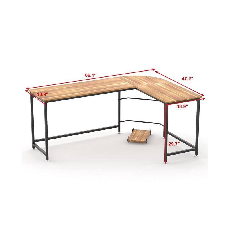 Escritorio de oficina Anivia Home de 66", en forma de L, incluye base para computadora, estilo madera y metal.