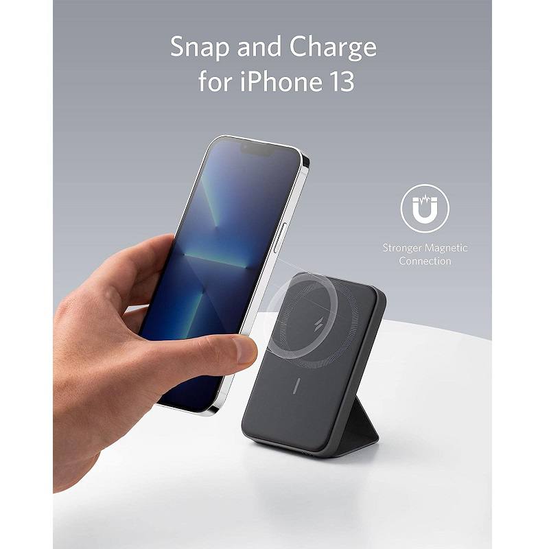 Barra de Batería de Respaldo ANKER 622 MagGo, magnético y plegable de 5000mAh y USB-C, carga rápida, color Negro