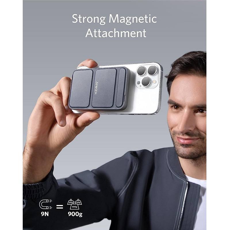 Barra de Batería de Respaldo ANKER 622 MagGo, magnético y plegable de 5000mAh y USB-C, carga rápida, color Negro