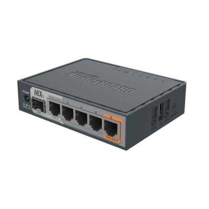 Router AP HEX MIKROTIK RB760iGS, CPU Dual Core 880MHZ, 256MB RAM, 5 Puertos Gigabit Ethernet 10/100/1000, 1 Entrada POE