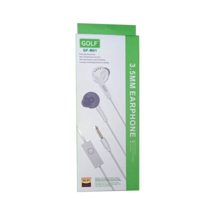 Audifonos GOLF GF-M01 con micrófono, conexión 3.5mm, Blanco
