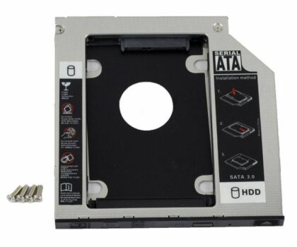 Caddy 9.5MM para Laptops, SATA a SATA HDD SSD Disco Duro Optical DVD Bay