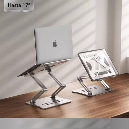 Base T-VISION D32/ZJ23, para laptops de hasta 17.3", 3 niveles, Altura Ajustable Hasta 52cm, Plateada