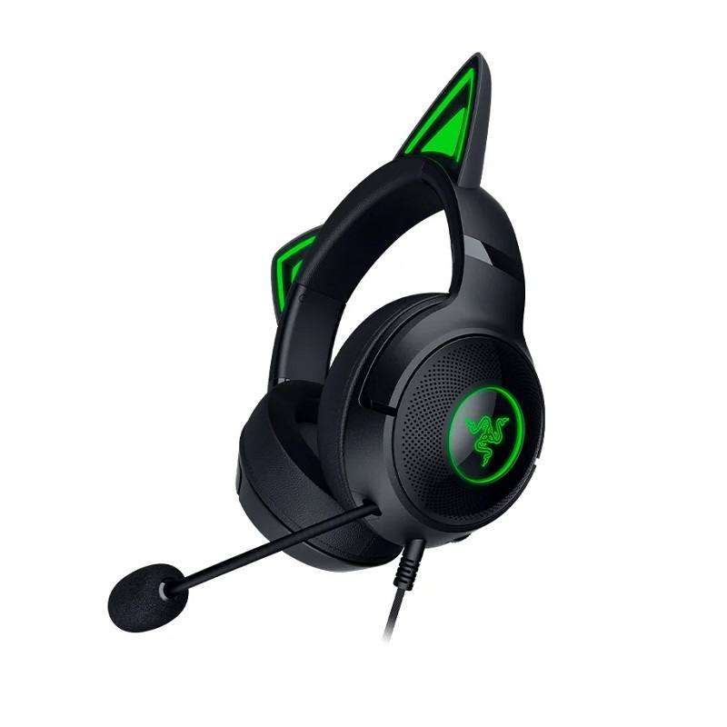 Headset Gaming Razer Kraken Kitty V2, Chroma RGB, Micrófono integrado, conexión USB, color Negro