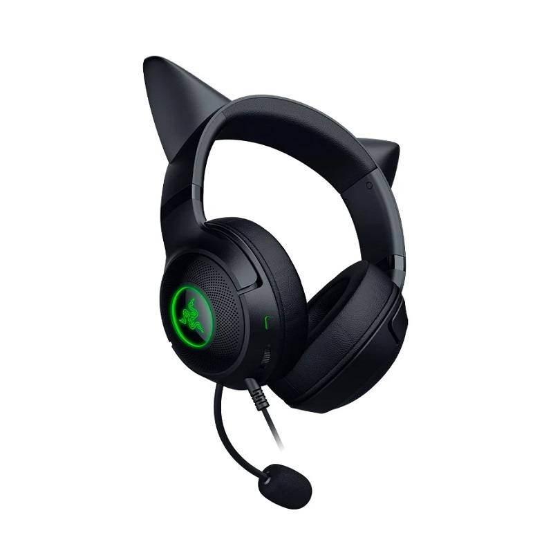 Headset Gaming Razer Kraken Kitty V2, Chroma RGB, Micrófono integrado, conexión USB, color Negro