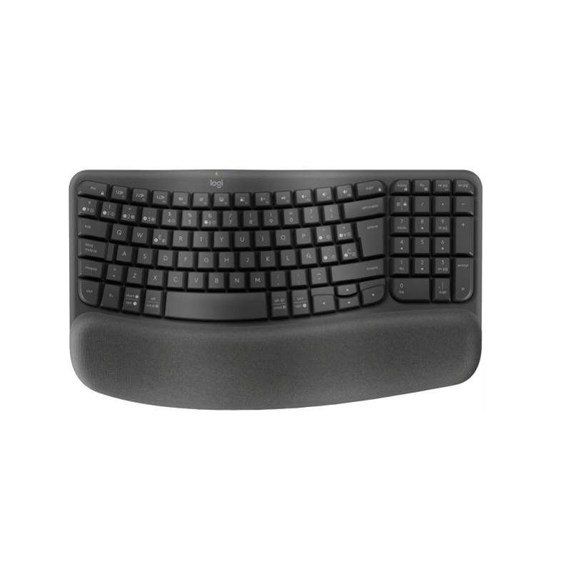 Teclado Ergonómico LOGITECH Wave Keys, Inalámbrico, Bluetooth, Español, Negro