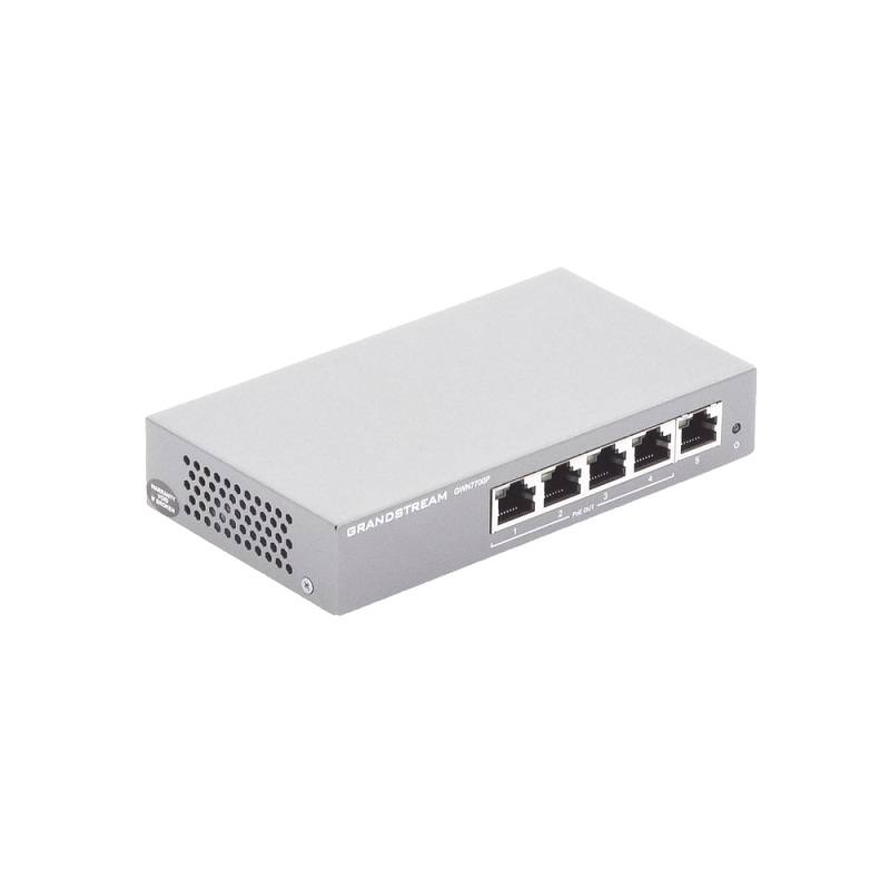 Switch GrandStream GWN7700P de 5 puertos Gigabit Ethernet. 4 puertos PoE+, No Administrable