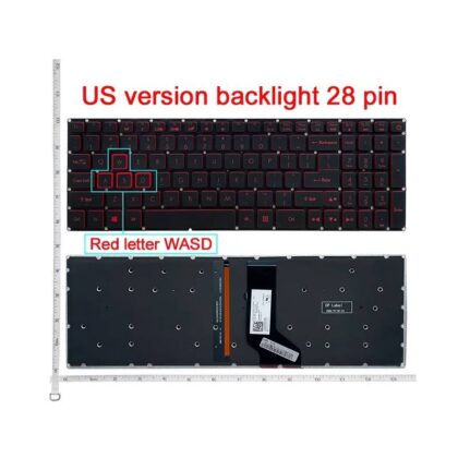 Teclado para Acer Nitro 5 AN515-51 AN515-52, VX5-793 VX5-591G VN7-593 G3-571 G3-572 G3-573 G9-591 VX15, con retroiluminación, Inglés