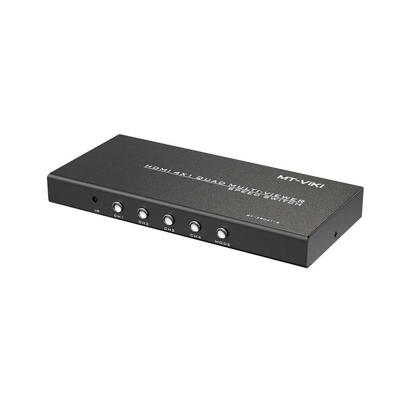 Multi Viewer MT-ViKI SW041-B, HDMI (4x1) de 4 puertos de entrada y 1 salidas, Full HD 1080P 60Hz