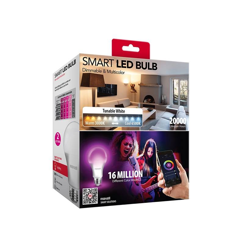 Bombillos Smart LED Maxell A21, Wi-Fi, 1000 Lumens, 16 millones de colores RGB, 11 Watts, 2 unidades