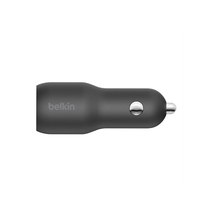 Cargador de Carro BELKIN CCB004BTBK, con puerto USB Tipo C y USB-A, con PPS 37W, incluye cable Lightning, Negro