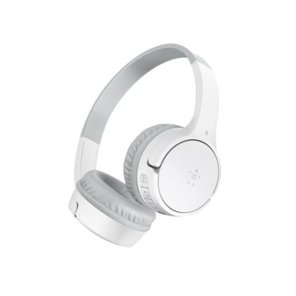 Headset BELKIN SoundForm Mini supraurales, conexión 3.5mm y Bluetooth 5.0, micrófono, color blanco, para niños