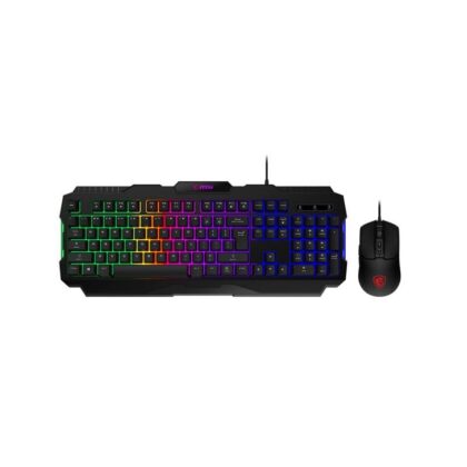 Combo Gaming Teclado y Ratón (Mouse) MSI FORGE GK100, conexion USB 2.0, Iluminación RGB, Español, Negro
