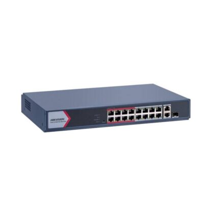 Switch Hikvision DS-3E1318P-EI/M, de 16 Puertos 10/100 PoE + 1× Gigabit RJ45 + 1× Gigabit Combinado, 130W